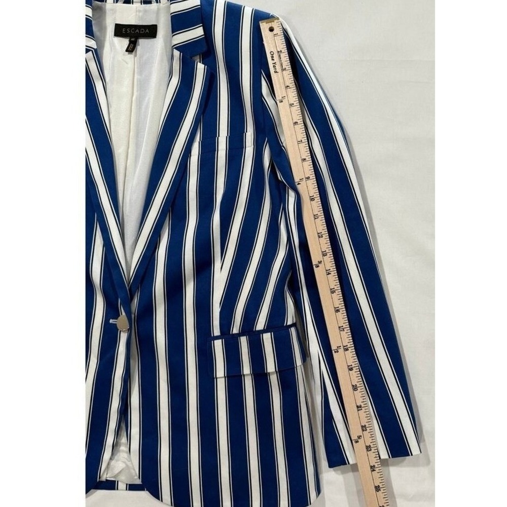 Escada Cabana Womens Blue White Striped Blazer Jacket Size 40 US 10 W87 - Picture 12 of 12
